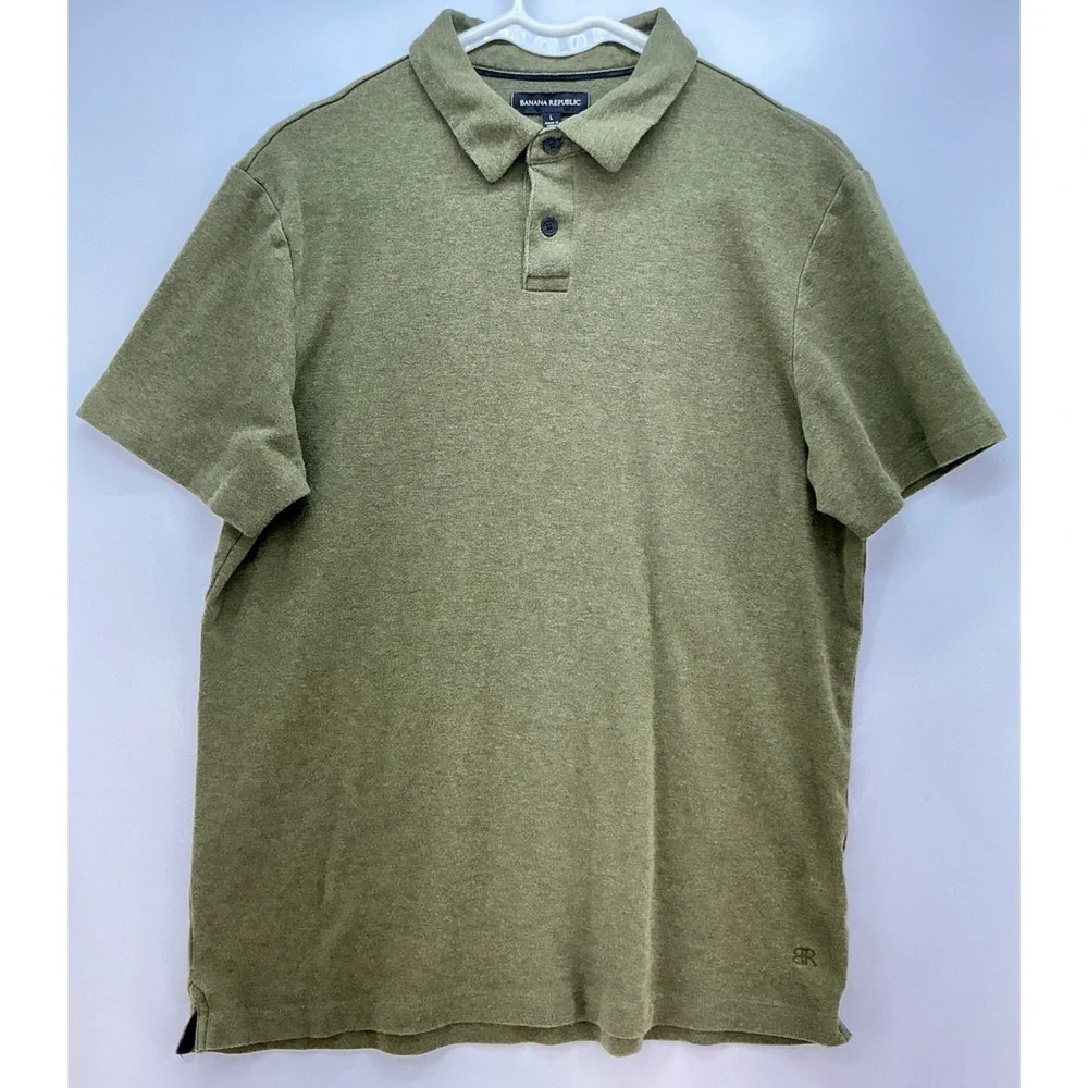 Banana Republic Olive Green Cotton Polo Shirt‎ Sz L Preppy Minimalist